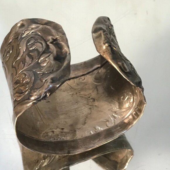 Sterling Spoon Ring Cuff Bracelet 925 Silver Lion Baroque Rococo Medieval Armor - Picture 5 of 11